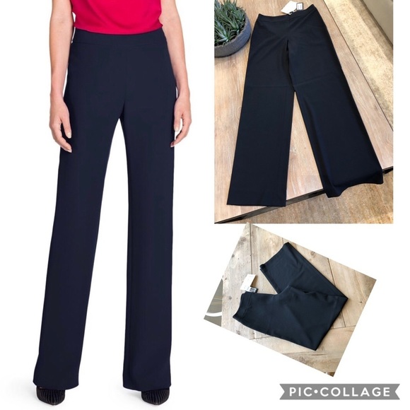 GIORGIO armani wide legs slack trousers solid midnight women's dress pants sz 42 - Picture 3 of 8